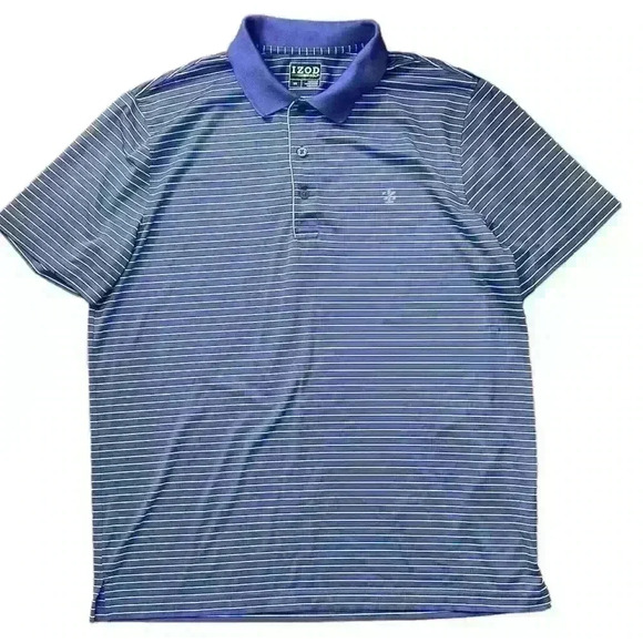 Izod Golf Mens Short‎ Sleeve Striped Polo Shirt. Sz Large & Purple - Picture 1 of 8